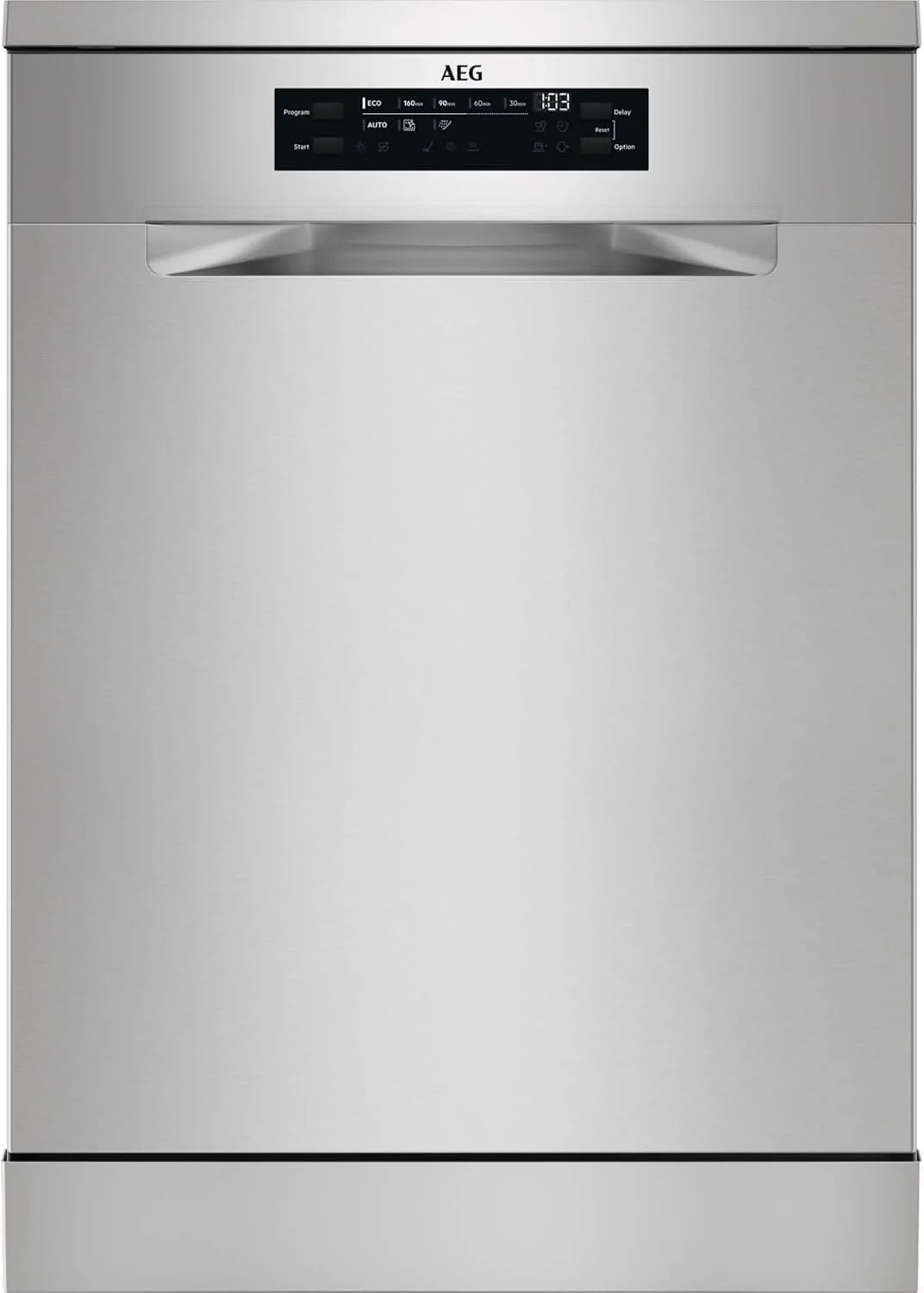 AEG Lavavajillas de 60 cm, FFB64607ZM, 13 cubiertos, Motor Inverter, Libre Instalación, Display LCD, 8 programas, 4 temperaturas, AirDry Extrahigiene, Serie 6000 SatelliteClean, INOX