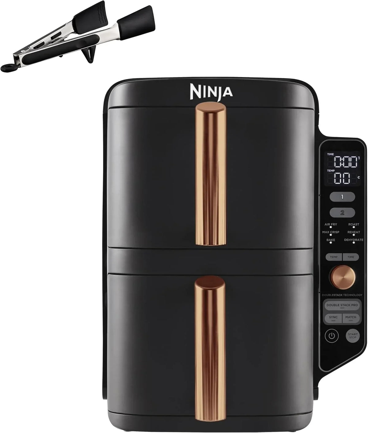 Ninja Double Stack XL, Freidora de Aire de Doble Cajón, 9,5L, Negro/Cobre