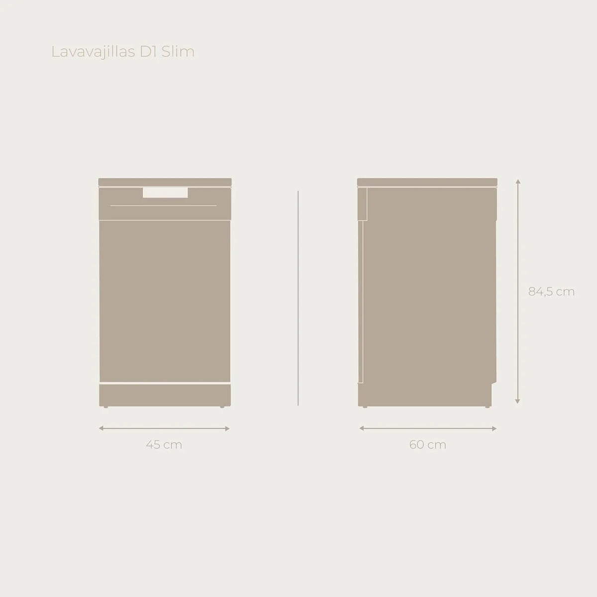 EVVO Lavavajillas estrecho, Ancho 45 cm, Capacidad para 9 Cubiertos, Programa Rápido 30 minutos, Programa Media Carga, Bandeja Superior Ajustable, 5 Programas, Modelo D1 Slim, Acabado Blanco