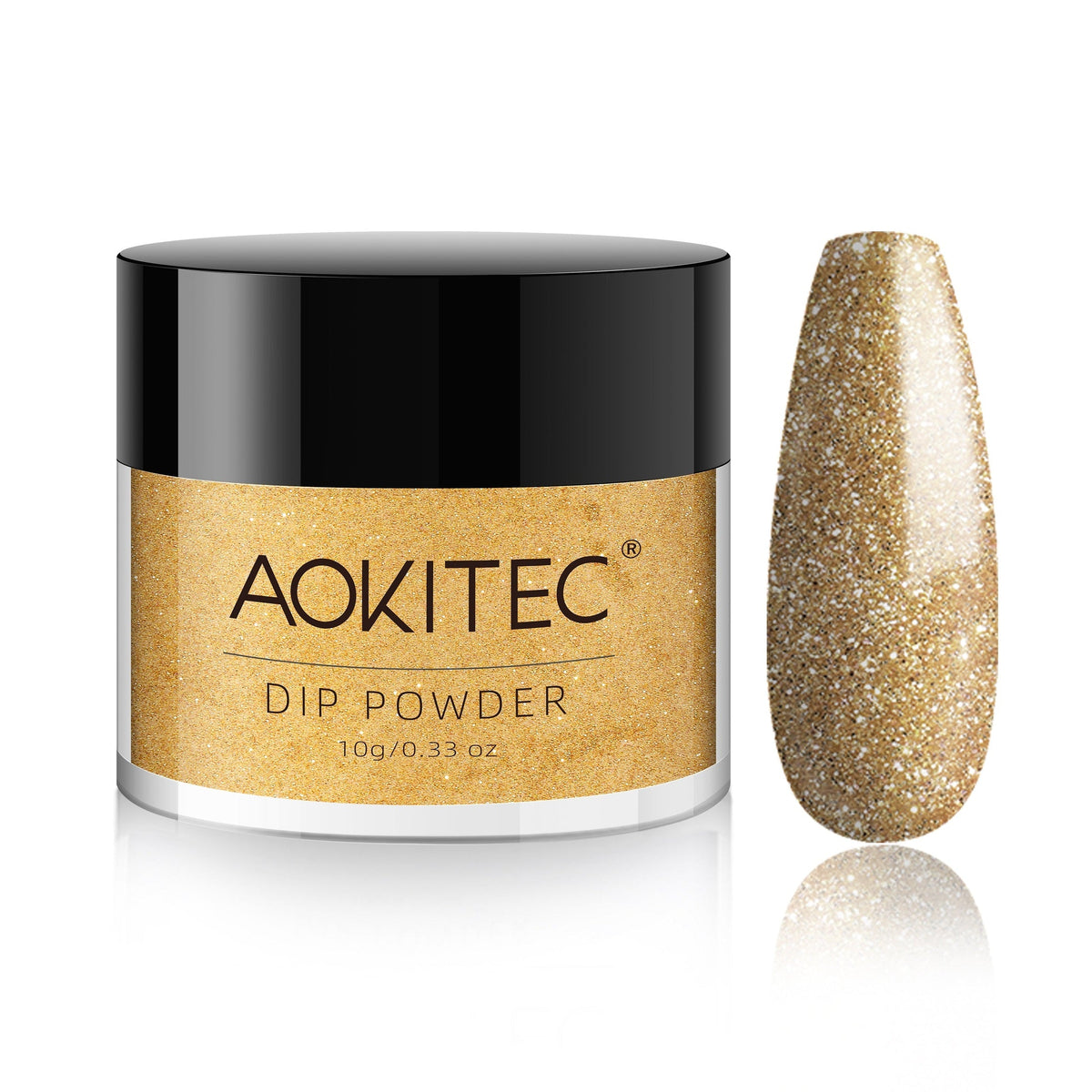 Aokitec Glitter Gold Dip Powder for Salon & Home DIY Nail Art 10g