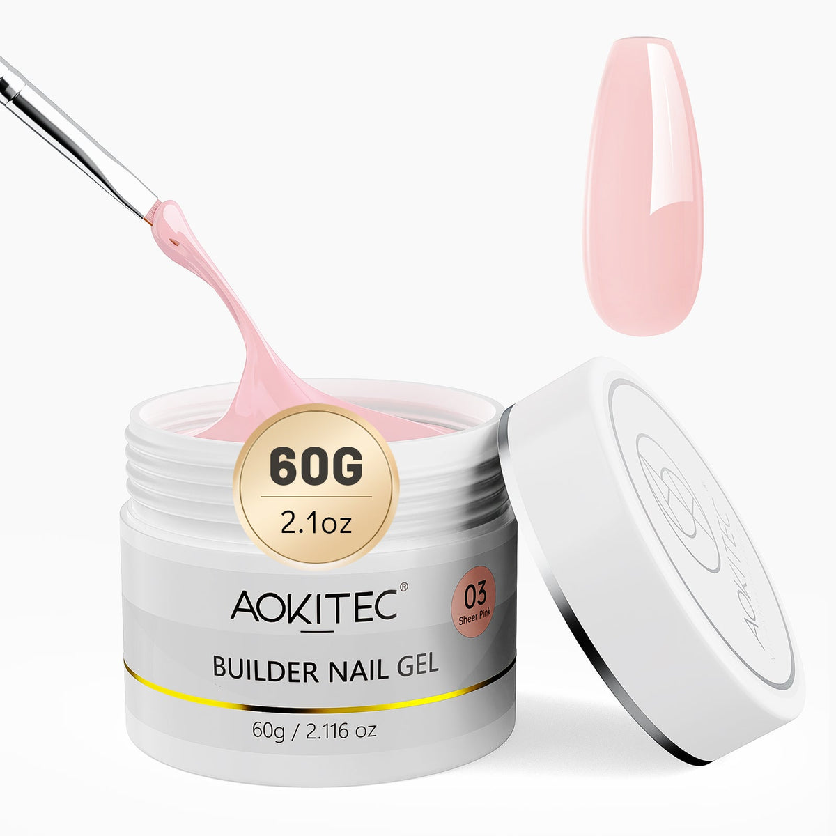 Aokitec Sheer Pink 7-in-1 Builder Nail Gel 60g Nail Strengthener & Extension Gel