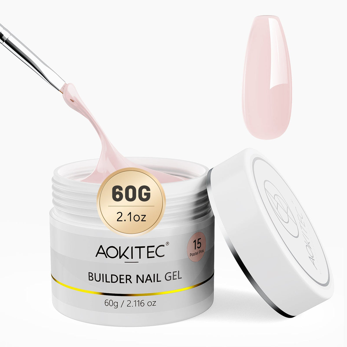 Aokitec Pastel Pink 7-in-1 Builder Nail Gel for Nails 60g Nail Strengthener & Extension Gel