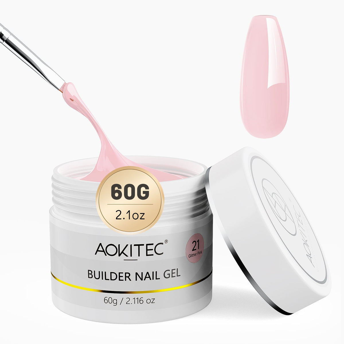 Aokitec Peach Pink 7-in-1 Builder Nail Gel 60g Nail Strengthener & Extension Gel