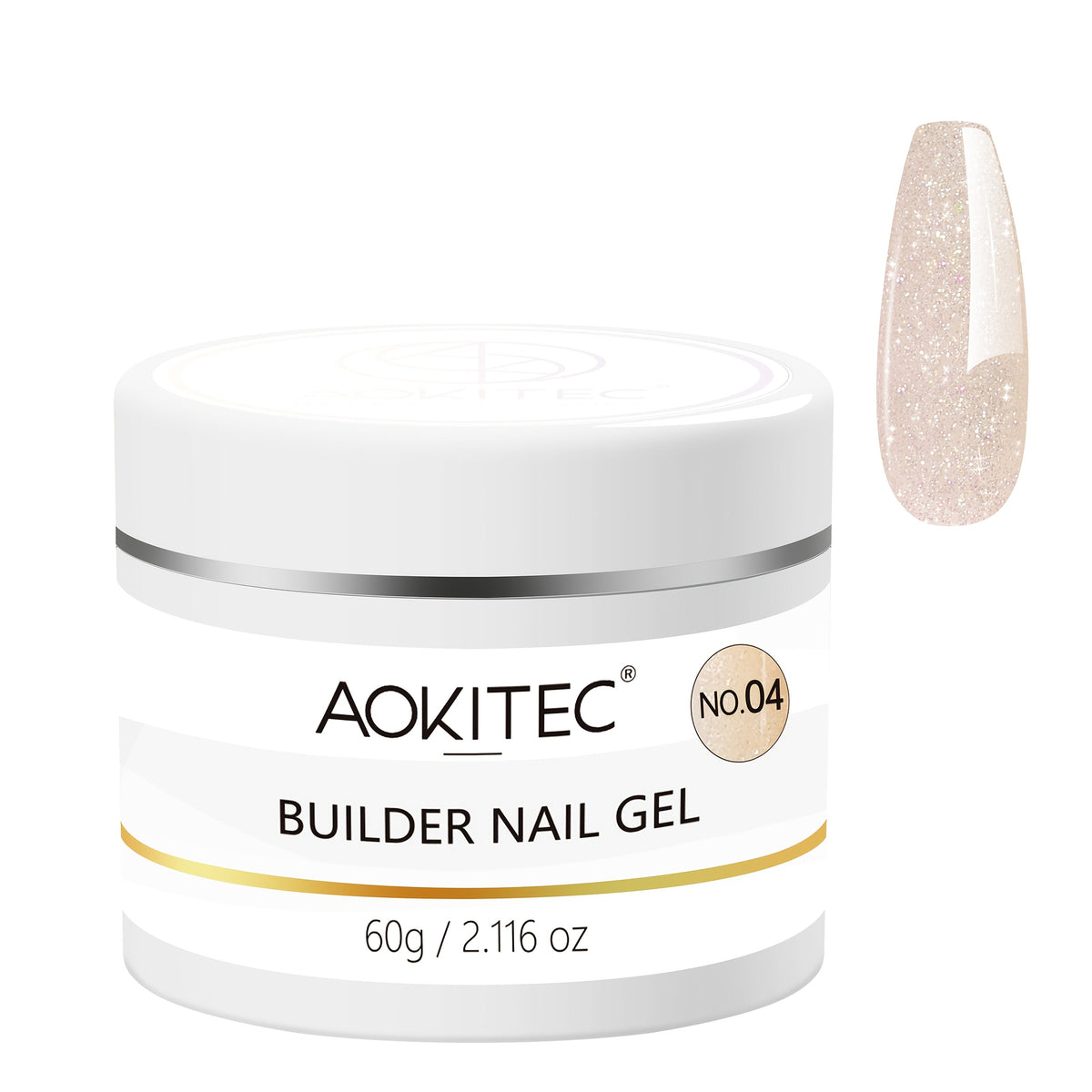 Aokitec Nude Glitter 7-in-1 Builder Nail Gel 60g Nail Extension & Strengthener Gel for Home DIY Salon Use