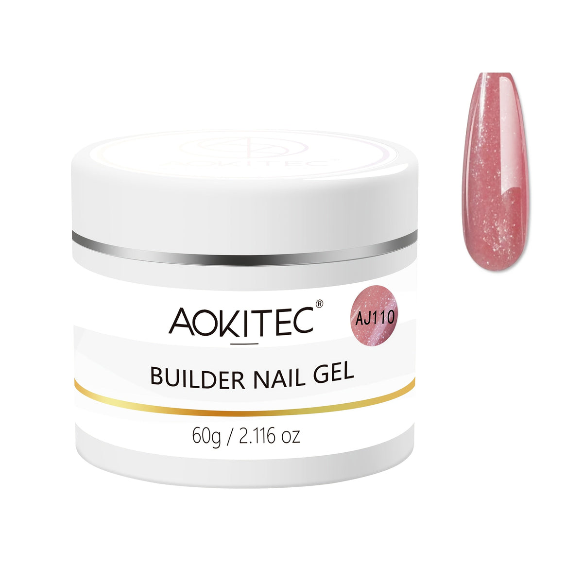 Aokitec 60g Ruby Red Glitter 7-in-1 Builder Nail Gel All-In-One Nail Extension & Strengthener