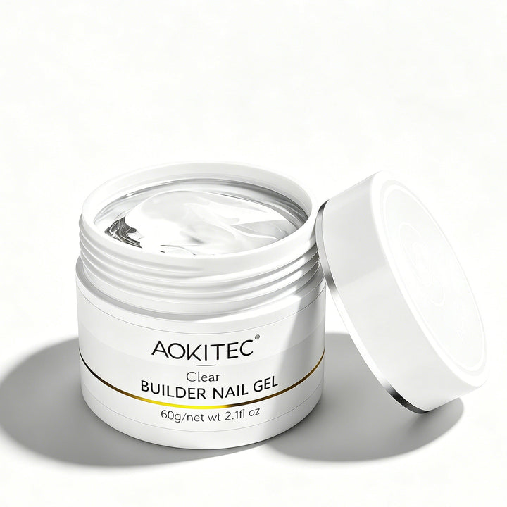 Aokitec 60g Clear Builder Nail Gel, Nail Extension Repair Strengthener 7-in-1 Hard Gel