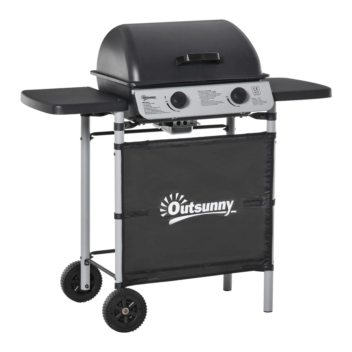Barbacoa De Gas Outsunny Acero Pp, 104x49x99 Cm, Negro