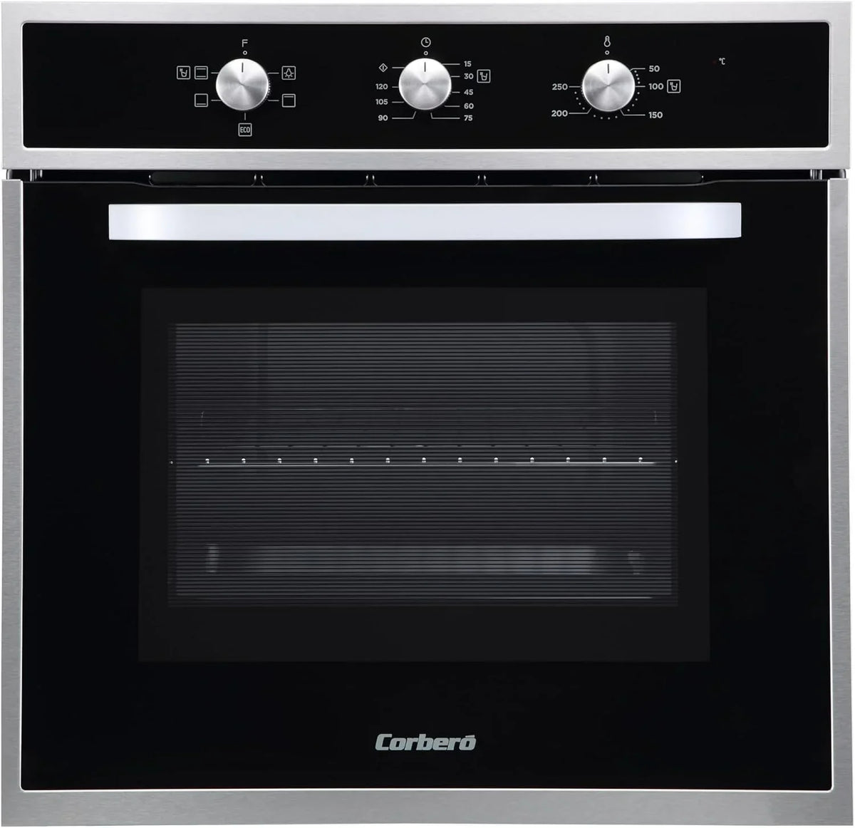 Corberó - Horno convección 70L | CCHM603X | 60x60x58 cm |Convencional con 4 Programas | Luz Interior | Limpieza Hidrólisis | Puerta Doble Cristal | 2100W | Negro perfil Inox