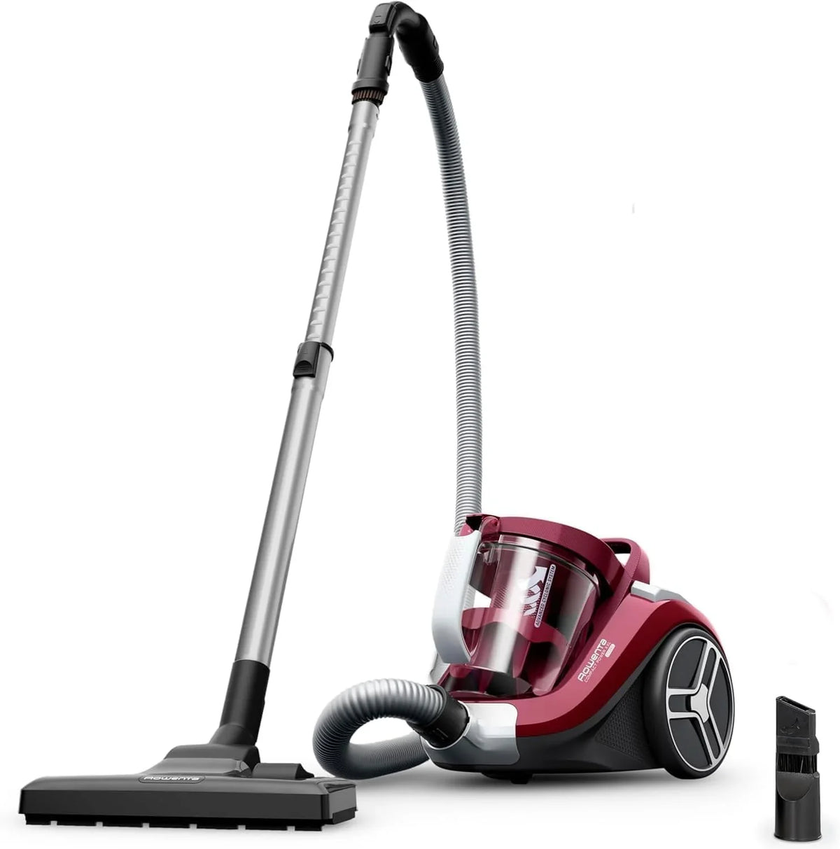 Rowenta Compact Power XXL - Aspiradora sin bolsa, motor bajo consumo, 900 W, filtración ciclónica avanzada de 3 niveles, depósito de suciedad extragrande de 2,5 L, compacta, kit clásico, RO4B23