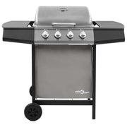 Barbacoa De Gas Con 4 Fogones Negro Y Plateado Vidaxl
