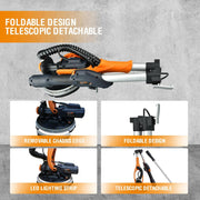 Lijadora Jirafa MAXXT 820W: plegable con tubo de extensión (110 cm/165 cm), velocidad ajustable (600-1900 rpm), LED, borde lateral desmontable, 6 tipos de papel de lija para paredes y techos