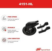 Ingersoll Rand 4151-HL Lijadora roto-orbital de 6" (150 mm) preparada para aspiración para trabajos ultrapesados con disco y oscilación de 5 mm