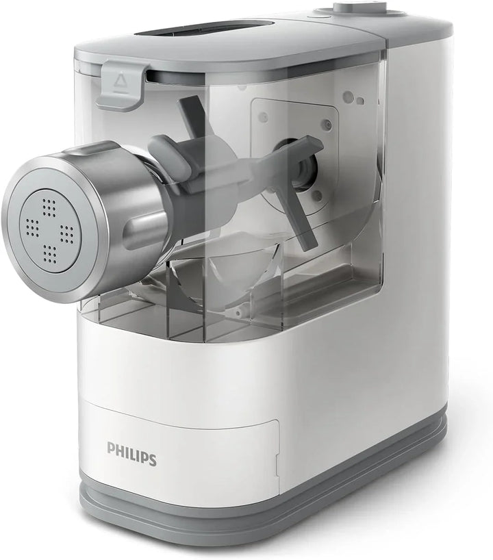 Philips Máquina para Hacer Pasta - Totalmente Automática, Pesaje Automático, 4 Moldes, Libro Recetas, Blanco/Gris Claro Atardecer (HR2345/19)