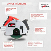 Grafner Fresadora de pared con láser, potente 1700 W con 4000 rpm, incluye 2 discos de corte de diamante de 150 mm de diámetro, extracción de polvo, ancho de ranura 14-29 mm, profundidad de ranura 10