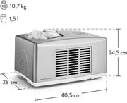 SPRINGLANE Homemade Ice Cream Maker EMMA, Ice Cream Maker, Fridge with Compressor 1.5L, Removable Container and LCD Display + Recipe Book