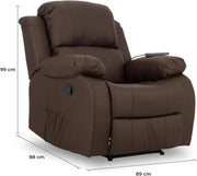 Don Descanso - Sillón Masaje Relax Calor Trevi Negro Reclinable 160º con 8 Motores Silenciosos, Calor Lumbar, Sist. Masaje 4 Zonas y Acabado en PU Anti-Cuarteo [Incluye Mando]. Ideal Gente Mayor