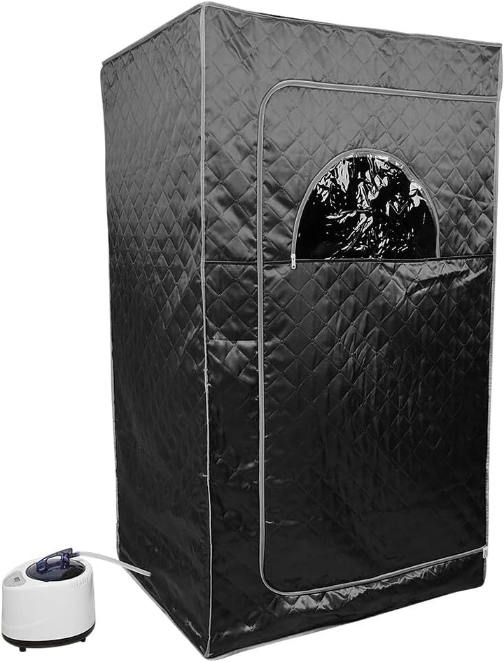 1000 W Sauna completa del cuerpo con cabina de vapor, generador de vapor, mando a distancia, sauna de vapor portátil y plegable, sauna SPA para casa, 100 x 80 x 170 cm, color negro