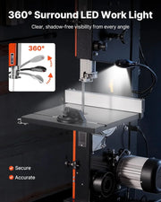 VEVOR Sierra de Cinta, Ancho de Corte de 254 mm, 2 Velocidades, Motor de 373 W, Altura de Corte de 160 mm, Mesa de Hierro Fundido de 335 x 340 mm, Luz de Trabajo de 360 Grados, para Carpintería