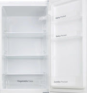 VOK Frigorífico Combi 154L EVR-154DEW, 142 cm Altura x 48,3 cm Ancho, Clase E, Bajo Nivel Sonoro 39 dB, Puerta Reversible, Estanterías Cristal Reforzado, Blanco