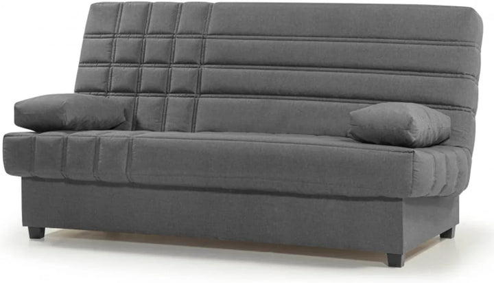 SHIITO - Sofá Cama de 3 Plazas con Arcón Interior - 100 x 193 x 100 cm - Modelo Romeo - con Apertura Clic-Clac - Incluye 2 Cojines - Color Gris Oscuro