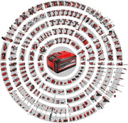Einhell Taladro con batería TE-CD 18/45 3X-Li+22 Power X-Change (18 V, 45 Nm, portabrocas desmontable, pieza angular y excéntrica, set de puntas de 22 piezas, 2 baterías de 2,0 Ah, cargador + E-Box)