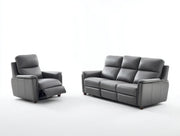 Conjunto de sofás reclinables cuero sintético con función relax 210x95x102 cm - gris - diseño moderno para salón