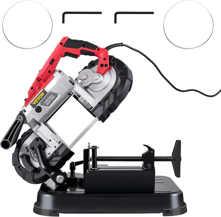 VEVOR Sierra de Cinta de Metal 1100W Base 0 – 45° Sierra de Cinta Profesional Tamaño Corte 12,7 cm 137,8-472,4 Pies/min Sierras de Cinta de Corte para Metal, Acero, Aluminio y Cable Compuesto