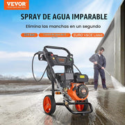 VEVOR Lavadora de Alta Presión a Gas Vertical 3400 PSI 2,6 GPM Limpiador de Alta Presión 10 L/min con Bomba de Aluminio, Pistola Rociadora, Varilla de Extensión, 5 Boquillas para Casas, Vehículos