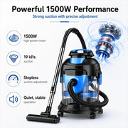Aspiradora Profesional, 1500W Para Seco/Húmedo Con Depósito 15L ABS