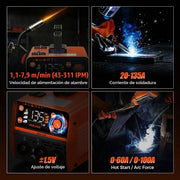 FEIFANKE MIG135 Soldador De Hilo Sin Gas 135A 230V Soldador Inverter Mini SinéRgico 3 en 1 Electrodo MIG TIG Maquina De Soldar AlimentacióN RáPida De Hilo Compatible con Hilo De Soldadura E308LFC-O