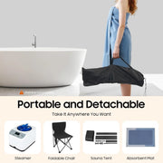 Tienda de sauna con 9 niveles de temperatura, sauna de vapor portátil, 9 niveles de calefacción, juego de sauna para interiores con silla plegable, sauna pod de 3 l, generador de vapor, cabina de