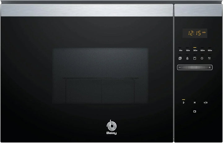 Balay 3CG5172N2 - Microwave, Electronic, Frameless Built-in, 38 cm, 20 l, 5 F, Aqualisis, Left Side Ap, 8 Recipes, Turntable 10", With Grill, Black Glass