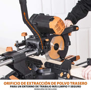 Evolution Power Tools R255SMS-DB ingletadora, Sierra ingletadora deslizante multimaterial de 255 mm, con doble bisel y paquete plus, hasta 300 mm x 90 mm, 5° a izquierda y derecha, inglete de 50°