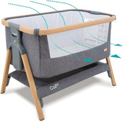 Tutti Bambini CoZee® Air Moses Basket and Baby Co-Sleeping Cot – Quick Folding – Transport Bag – Deluxe Breathable Mattress with 6 Heights – 0-6 Months (Walnut and Ecru)