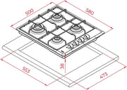 TEKA Placa de Gas Butano, 60 cm, 4 Fuegos, Mandos Ergonómicos, Seguridad Termopar, Parrillas Esmaltadas, HLX 640 KL