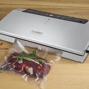 CASO GourmetVAC380 - Envasadora al vacío doméstica - Potente capacidad de vacío de 15 L/min - Integra caja de almacenamiento de film y cortadora plegable - Maquina al Vacio de Alimentos - plateado