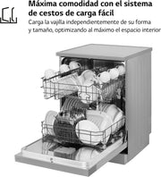 LG DF030FL - Lavavajillas 60 cm, 13 cubiertos, cuba de acero, Serie 100, Eficiencia E, Inox Antihuellas
