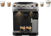 Grundig KVA 7230 Máquina automática de café, 10 especialidades de café, 13 niveles de molienda, tanque de leche, potencia de 1350 W, presión de bomba 19 bar, doble boquilla, iluminación, negro/plata