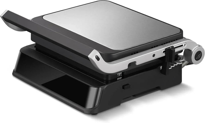 AMZCHEF Parrilla Eléctrica con 6 Programas, Función Sear hasta 280°C, Modo Manual, Sensor de Temperatura, Placas Desmontables y Bandeja para Gofres, Ideal para Carne, Pescado, Paninis y Gofres