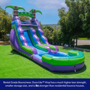 2025 HeroKiddo Resbaladilla Acuática Inflable de Grado Comercial de 16' con Piscina Adjacente para Niños y Adultos (con Ventilador), Uso Mojado y Seco, Diversión de Verano