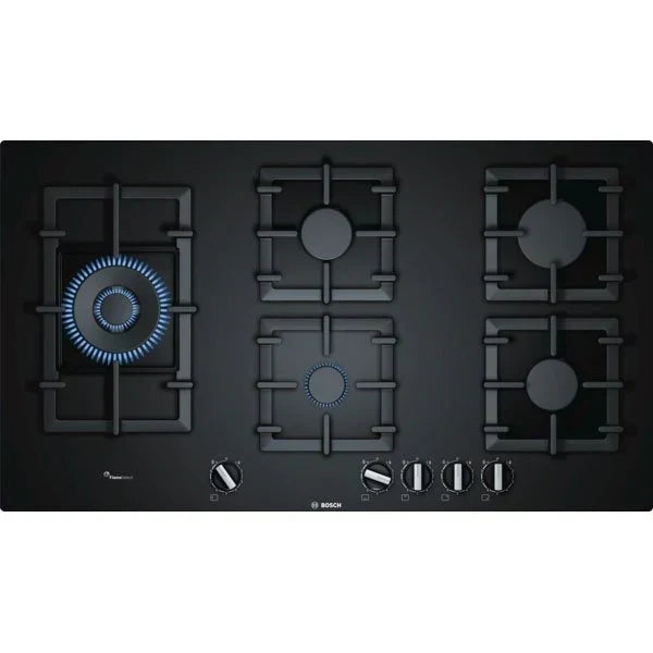 Placa de Gas Bosch PPS9A6B90 Serie 6 – 90 cm de Vidrio Templado Negro