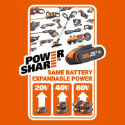 WORX Aspirador de Hojas 40V Máx. 2x20V | WG583E | PowerShare |Incluye 2 baterías y Cargador Doble |2 en 1 Recoger y aspirar – Bolsa de 35 L | Incluye Toberas | Ligero
