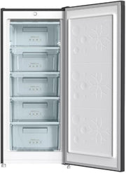 INFINITON Congelador Vertical CV-140L25XEQ, 145 Litros, E, Función Fast Freezing, Congelador 4****, cajón Flap, Tirador integrado, Puerta reversible, Inox