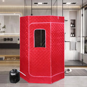 1000 W Sauna completa del cuerpo con cabina de vapor, generador de vapor, mando a distancia, sauna de vapor portátil y plegable, sauna SPA para casa, 90 x 90 x 180 cm, rojo