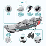 2025 Intex Dakota K2 Kayak inflable de vinilo para 2 personas, con remos y bomba – Caja abierta