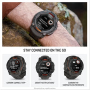 Garmin Instinct 3 GPS 50mm Smartwatch, Solar, Black Bezel