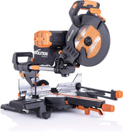 Evolution Power Tools R255SMS-DB ingletadora, Sierra ingletadora deslizante multimaterial de 255 mm, con doble bisel y paquete plus, hasta 300 mm x 90 mm, 5° a izquierda y derecha, inglete de 50°