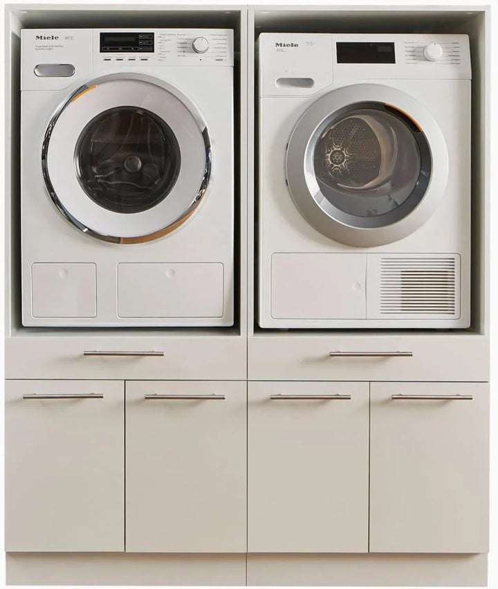 Laundreezy 2X - Armario para Lavadora, Color Blanco, Armario Sobrepuesto para Lavadora con certificación TÜV y Mucho Espacio de Almacenamiento, 135 x 162 x 67,5 cm (Ancho x Alto x Profundo)