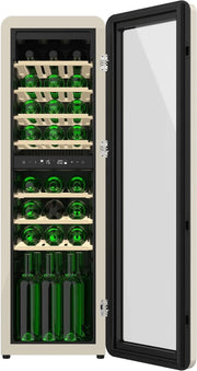 Cecotec Vinoteca 30 Botellas Retro Bolero Grandsommelier Origin Duo 30 Hit Beige. Acabado En Negro Con 2 Zonas De Temp. (5-12ºC, 12-20ºC), Control Led, NoFrost, Estantes Madera, Luz Interior