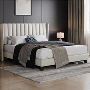 Yaheetech Upholstered Bed with Padded Headboard 16 x 200 cm Beige